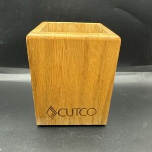 Cutco Wooden Utensil Holder Block Square Kitchen Countertop Caddy Made In USA